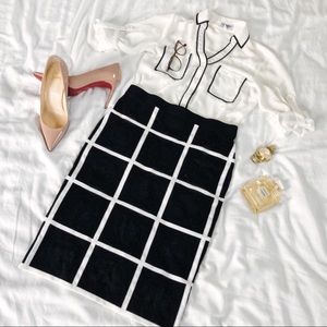 Windowpane Pencil Skirt